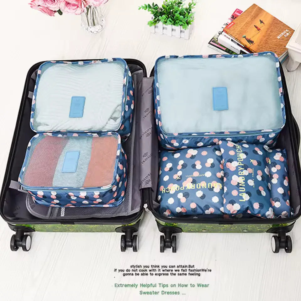 6-Piece Packing Bags Set – Foldable Luggage Organizers for Suitcases