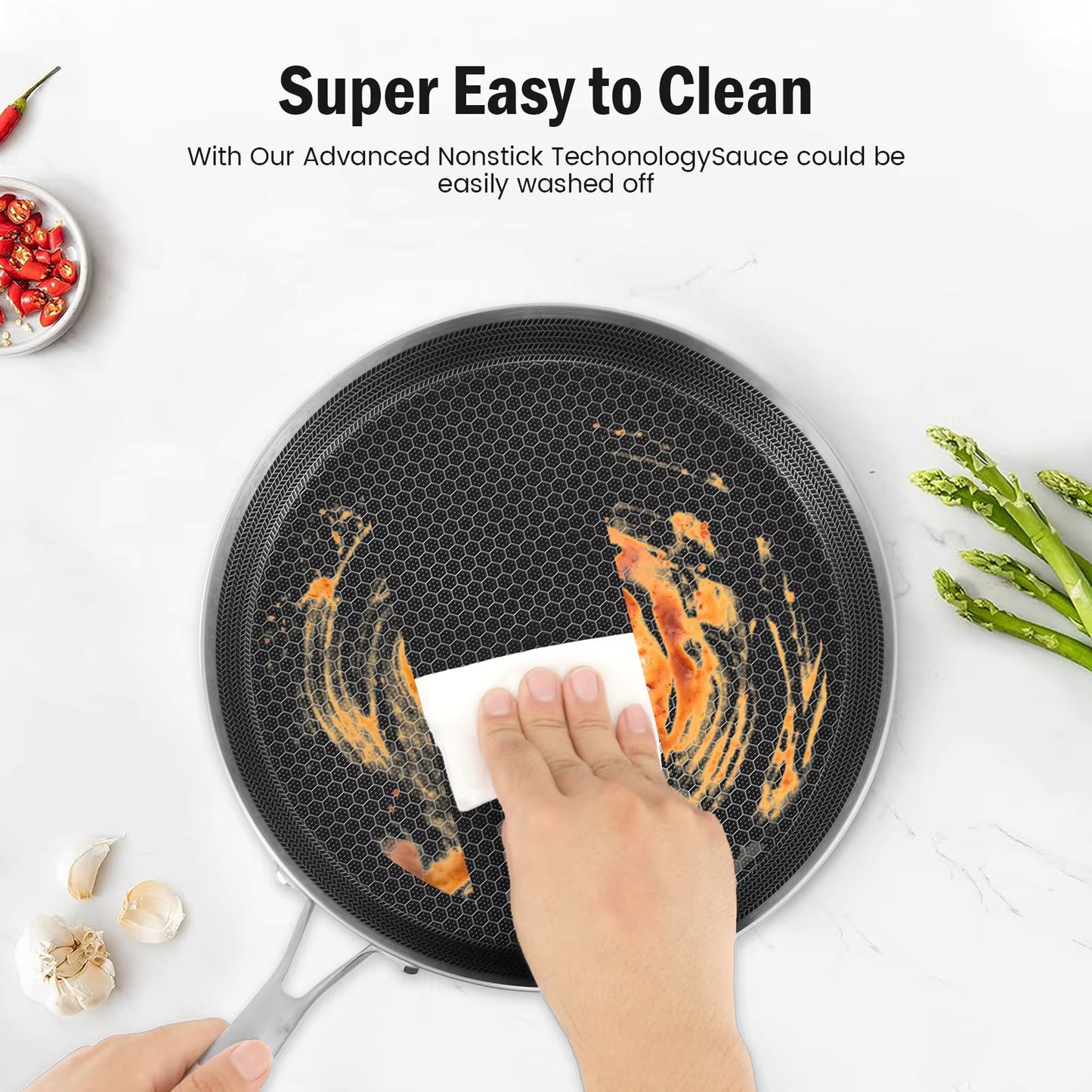 Premium 24cm Stainless Steel Honeycomb Pan