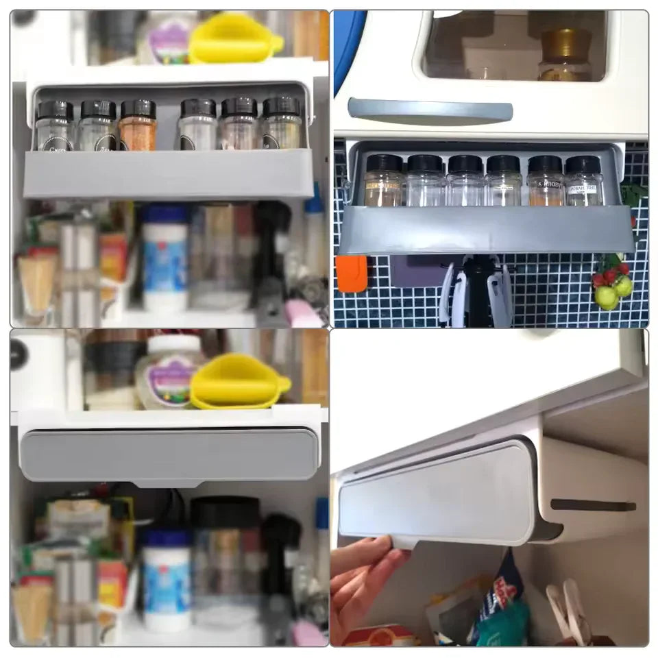 Undershelf Spice Organizer with 6 Bottles – Space-Saving Kitchen Rack