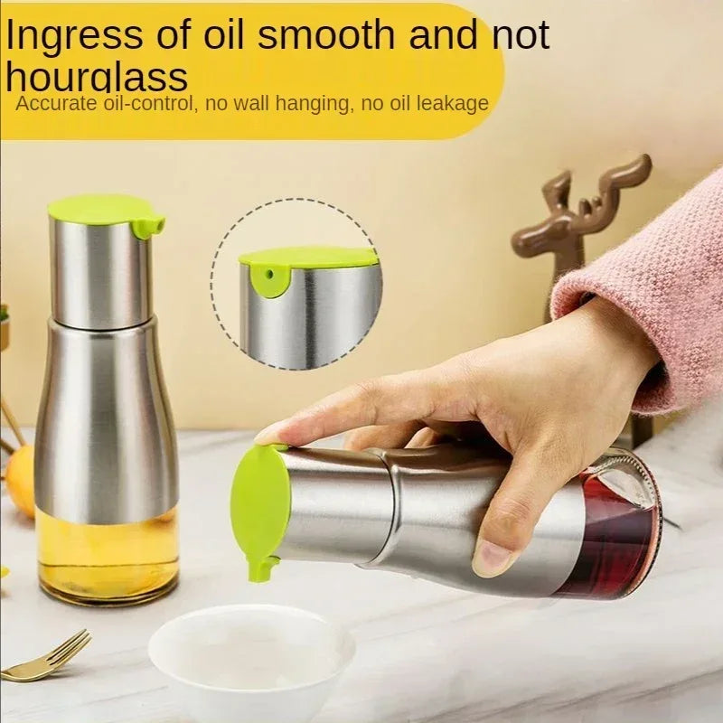 Stainless Steel Glass Oil Dispenser Bottle - Clarify.pk