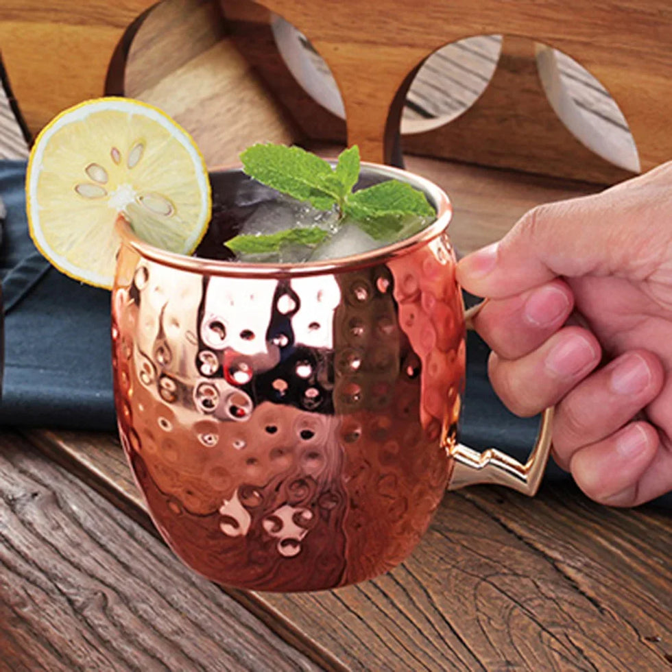 Hammered Copper Mug - Premium Moscow Mule Drinkware 450ml