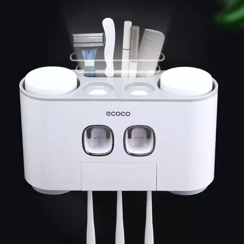 Automatic Toothpaste Dispenser Set – Toothbrush Holder with Cups