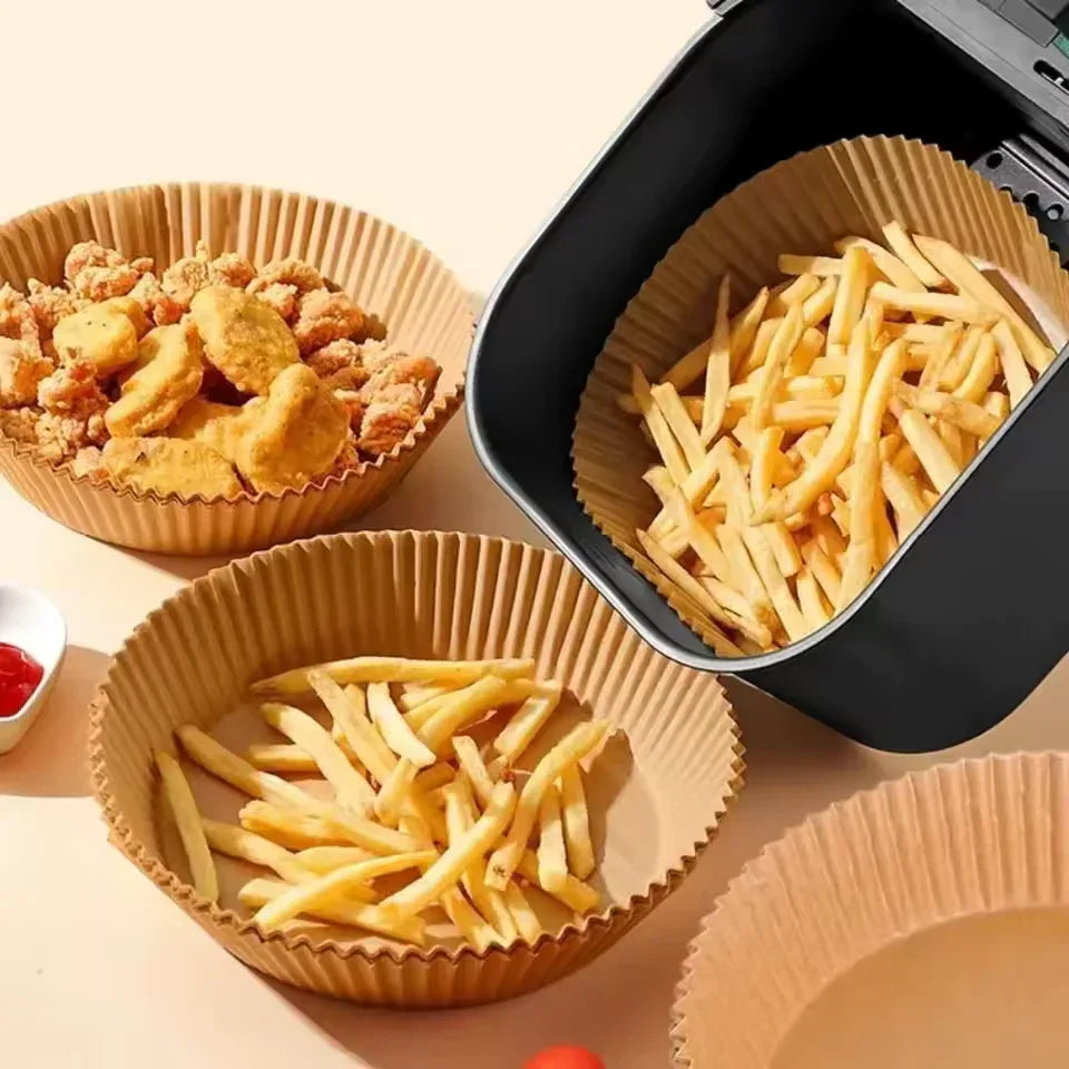 50 Pcs Air Fryer Baking Paper – Round Non-Stick Oil-Proof Liner