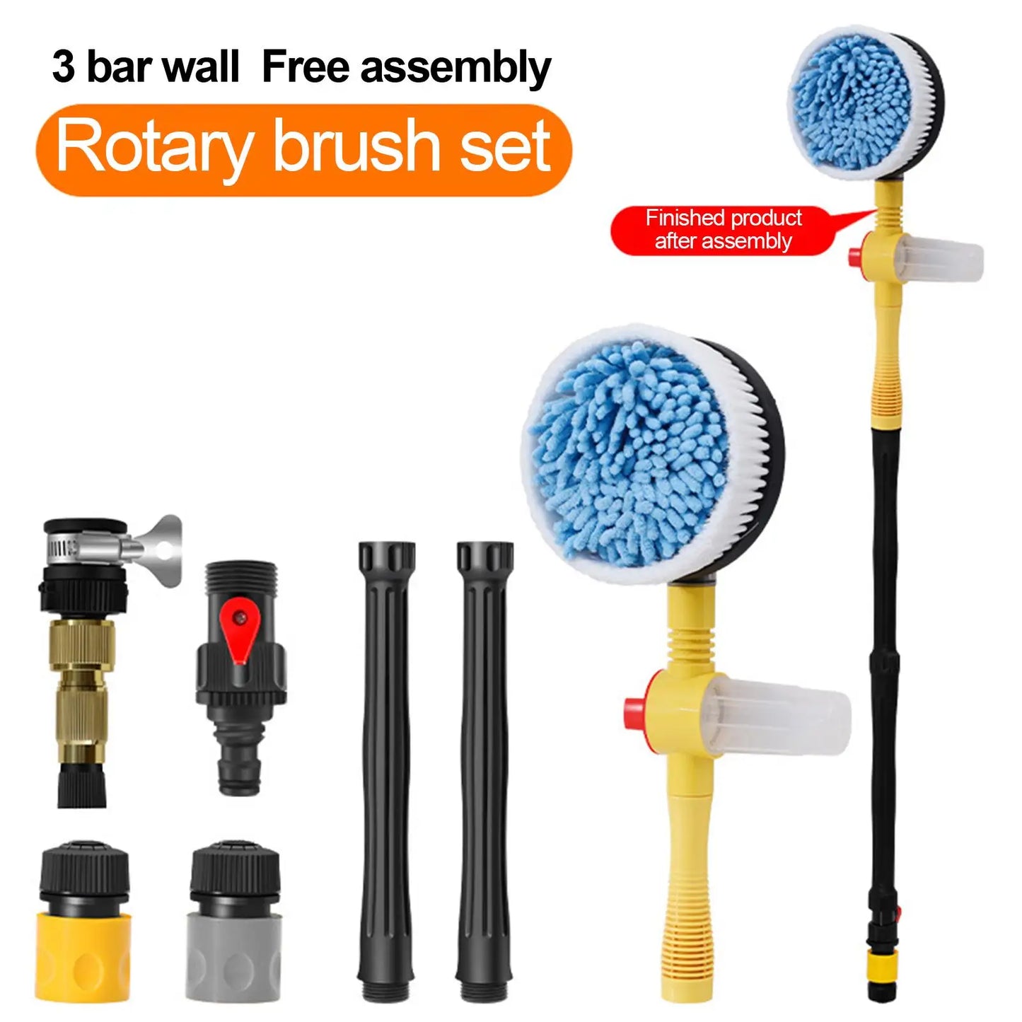Car Rotary Wash Brush Kit Automatic Rotating 360 Degree Microfiber High Pressure