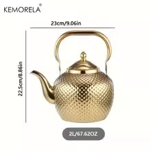 Luxury Golden Stainless Steel Kettle – Elegant Dot Pattern Stovetop Teapot