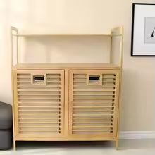Premium Double-Section Bamboo Laundry Hamper & Storage Rack