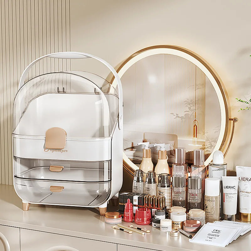 Large Capacity Dustproof Cosmetic & Skincare Organizer