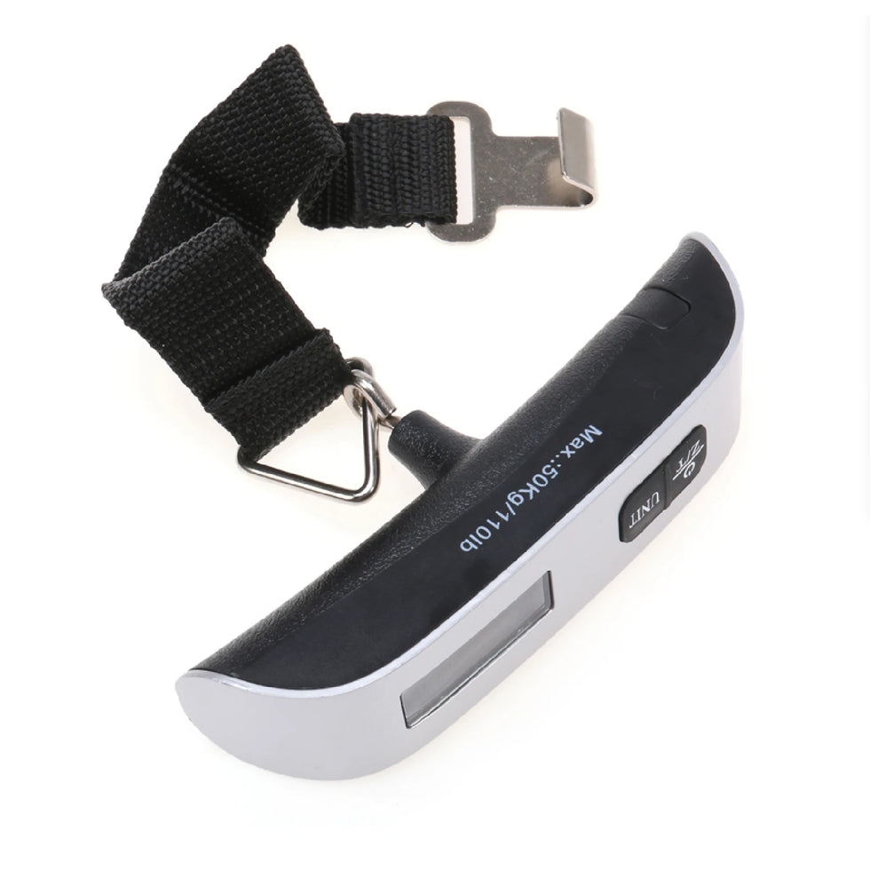 Backlit 50kg Digital Luggage Scale Portable Handheld with Hook and Strap Battery Powered for Suitcase Travel or Shipping