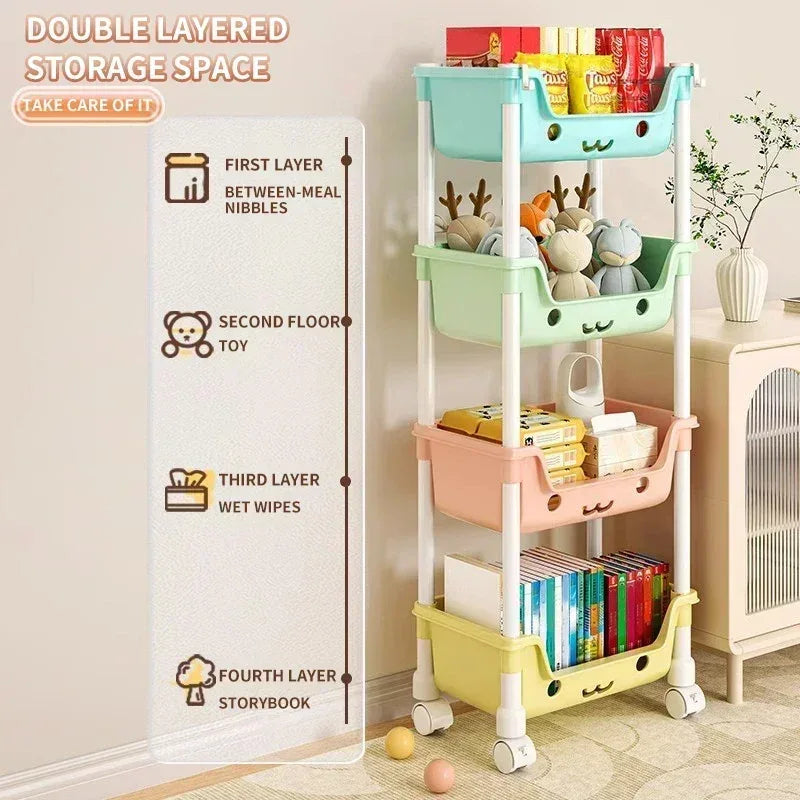 Storage Trolley Rack – Kids Organizer & Bookshelf - Clarify.pk