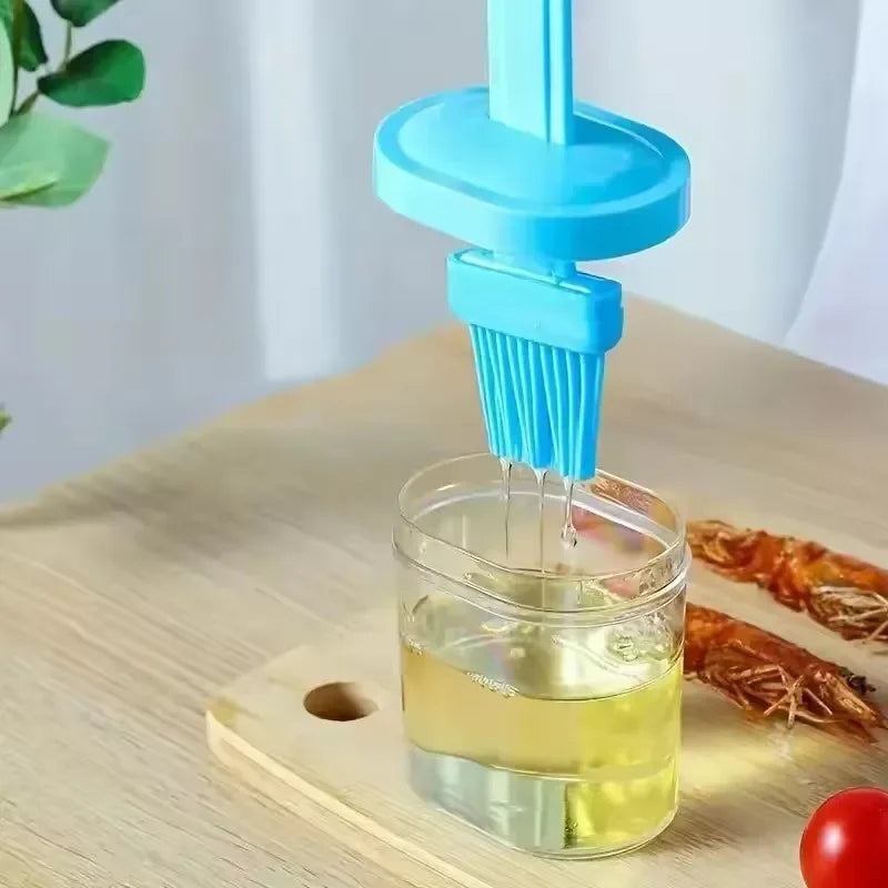 Silicone Oil Brush Bottle – Kitchen Baking & BBQ Oil Dispenser with Lid