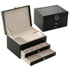 3-Layer Leather Jewelry Box - Professional Locked Organizer (Random color)