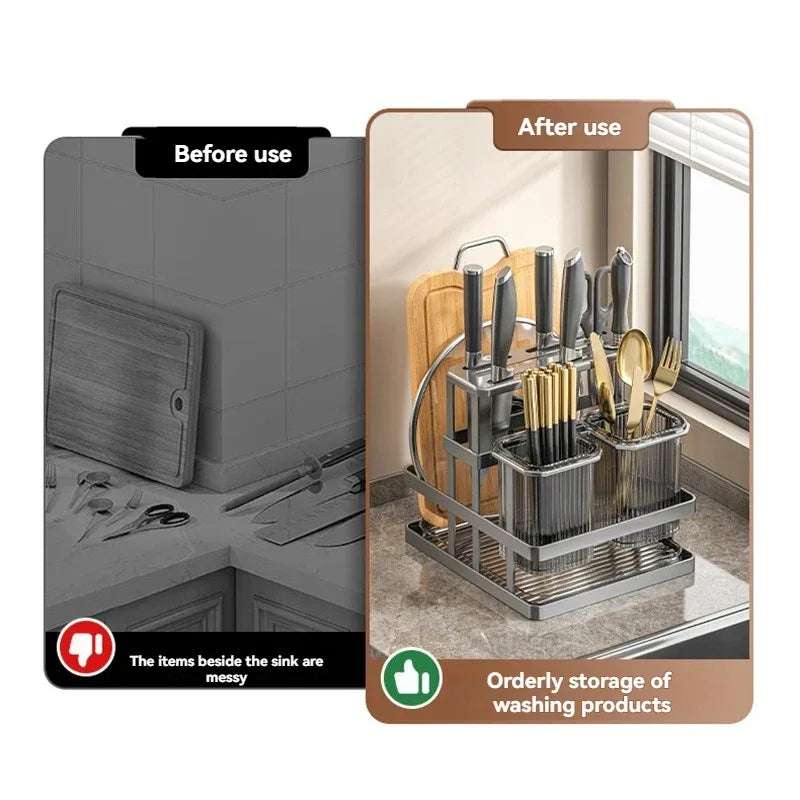 Multi-Function Kitchen Storage Rack – Knife & Board Holder - Clarify.pk