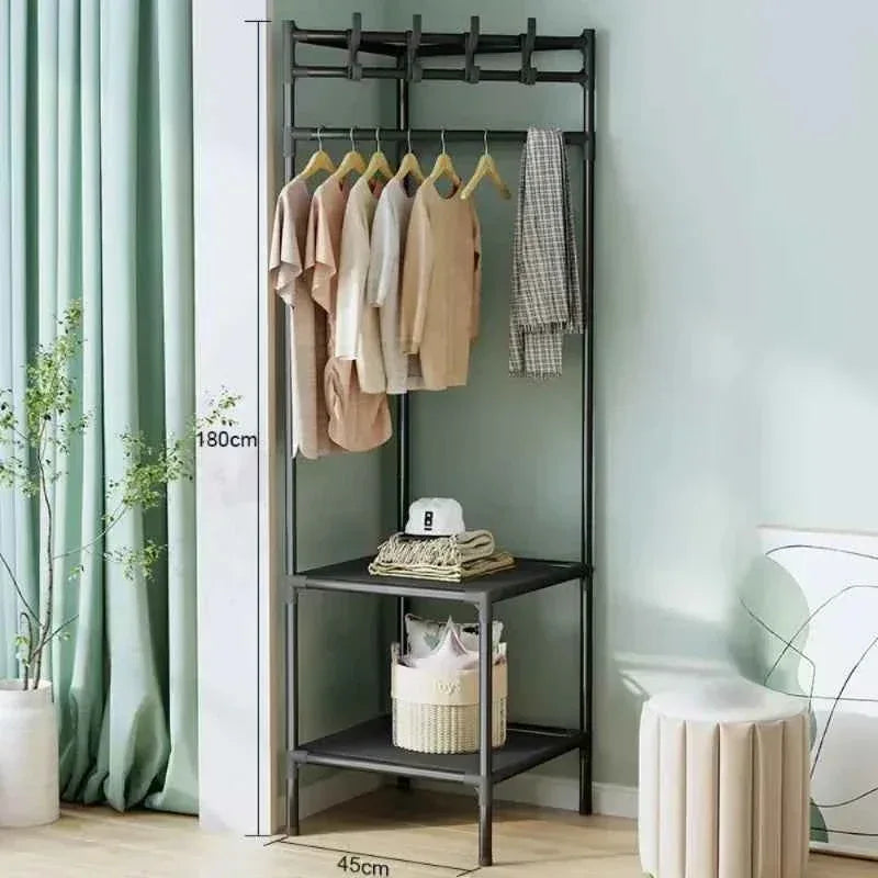 Bedroom Corner Clothes Rack - Multi-Layer Stand Hanger for Clothes and Coats Storage