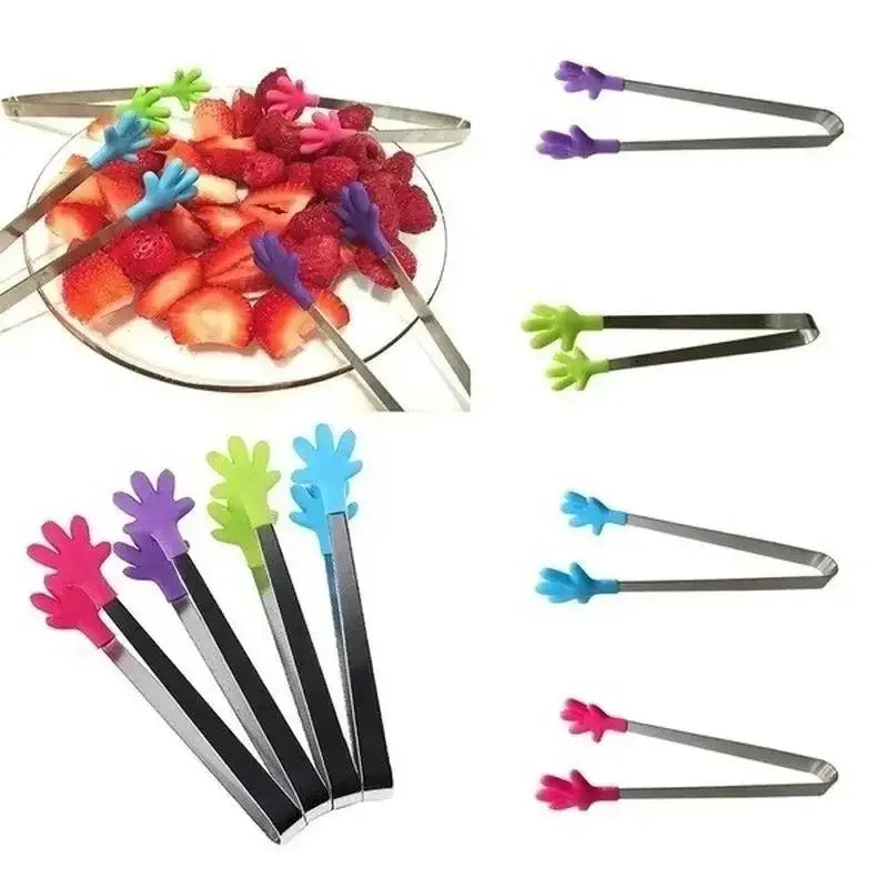 Colorful Silicone Food Clip with Stainless Steel Handle - Clarify.pk