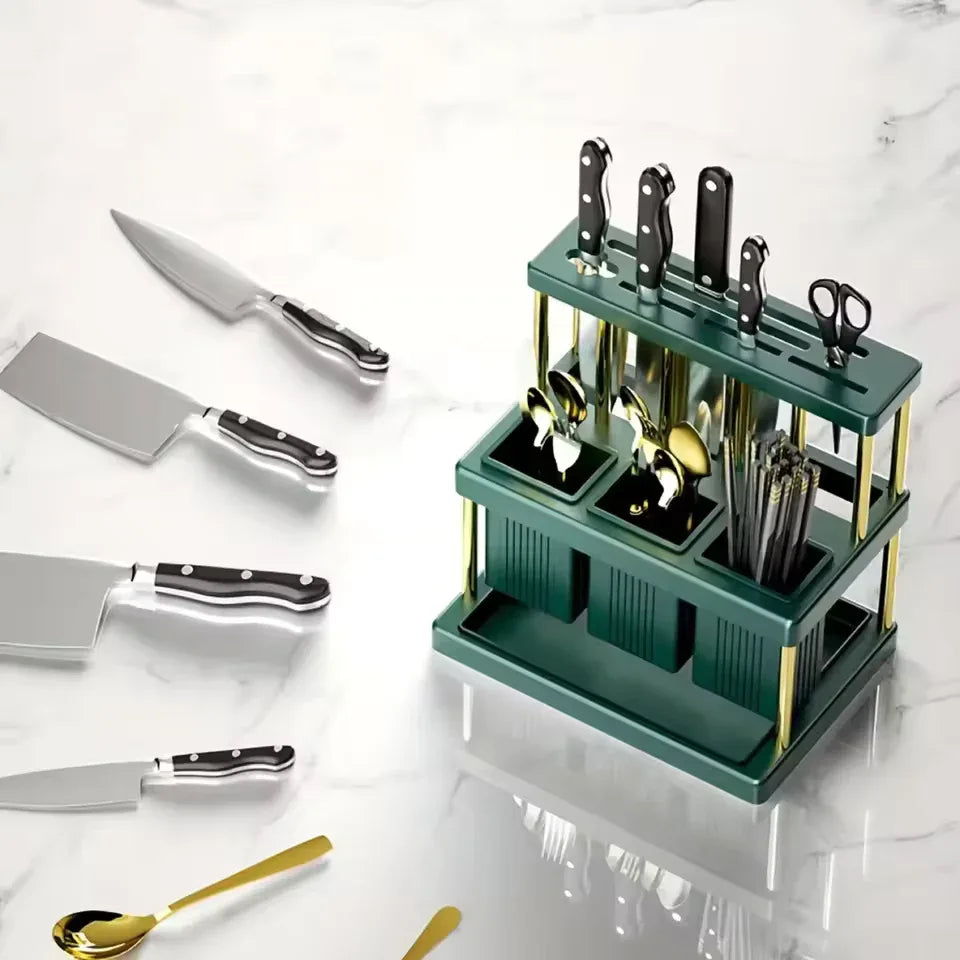 Kitchen Cutlery Holder – Stainless Steel Utensil Organizer (Random color)