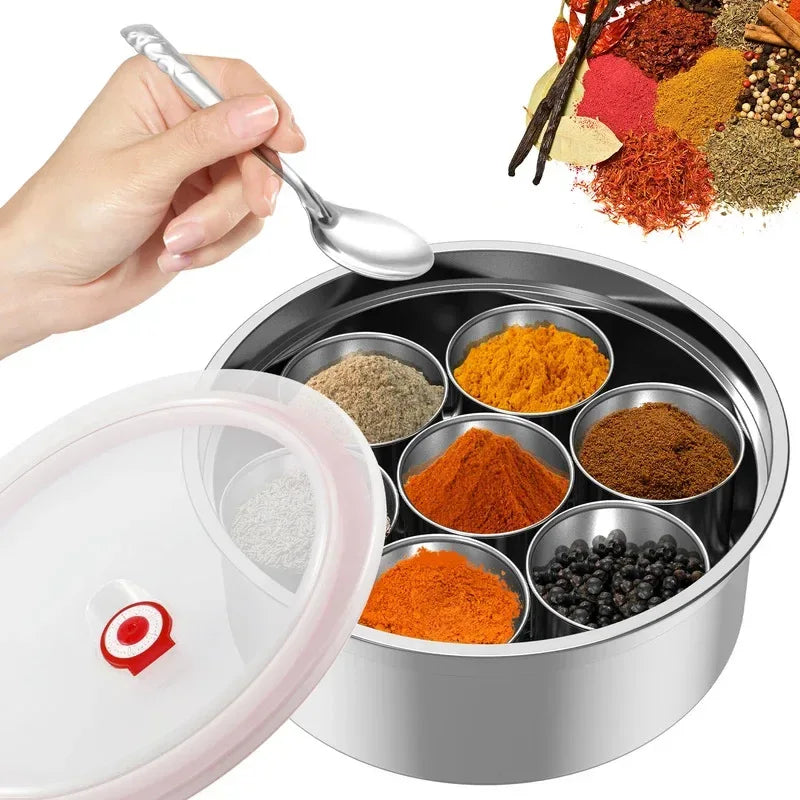 Stainless Steel Seasoning Box – 7 Compartments - Clarify.pk