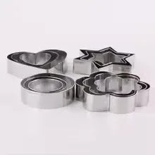 12pcs Stainless Steel Cookie Cutter Set – Star, Heart, Round & Flower