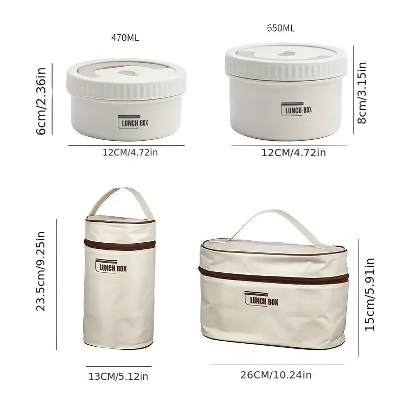 Portable Insulated Stainless Steel Bento Lunch Box Set With Bag - Clarify.pk
