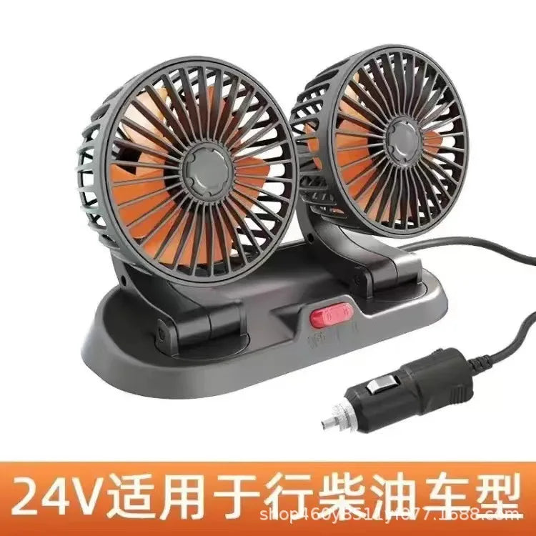 Powerful Double Head Car Fan for Truck And Bus 24v12v Cooling Strong Wind Plastic Material Vehicle Mounted USB Fan