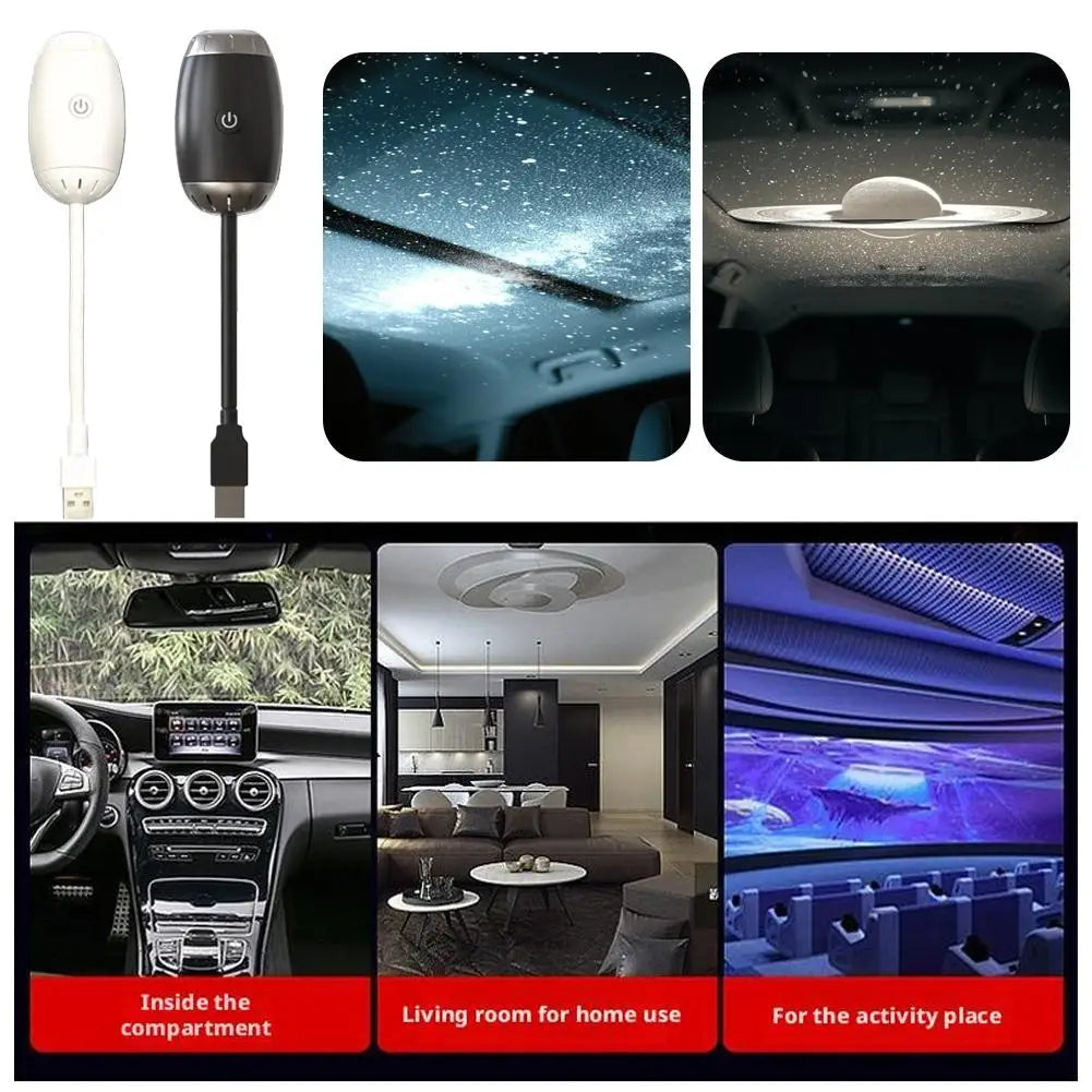 USB Galaxy Projector Light - Car Roof Ambient Night Light & Interior Atmosphere Lamp