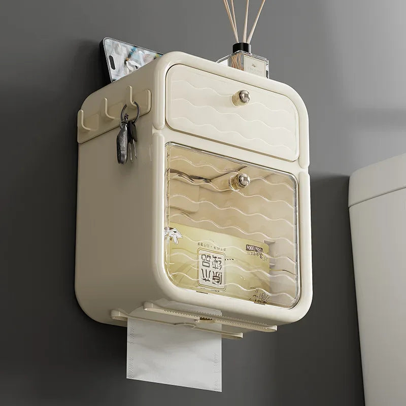 Wall Mounted Toilet Paper Holder with Storage Drawer - Clarify.pk