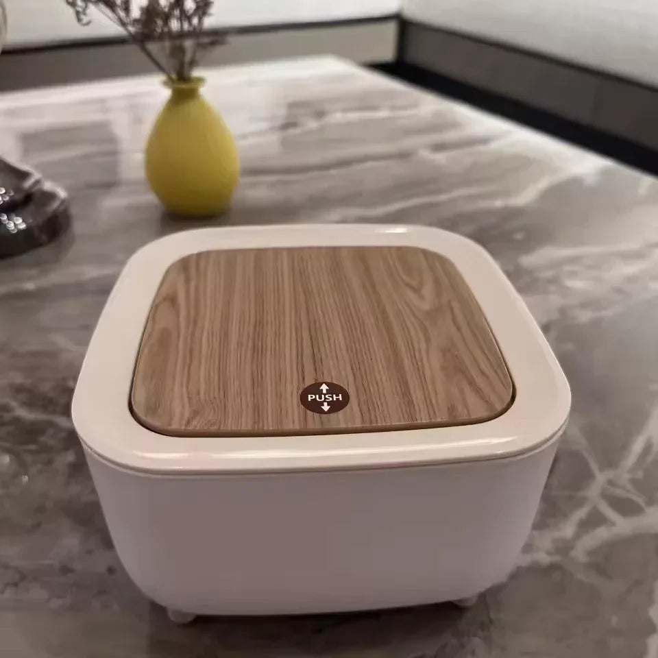 Mini Desktop Trash Can – Small Covered Bin for Desk & Bedroom - Clarify.pk