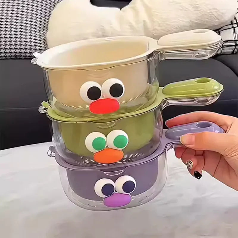 Dopamine Double Layer Drain Basket – Cute Handle 2-in-1 Vegetable & Fruit Washer