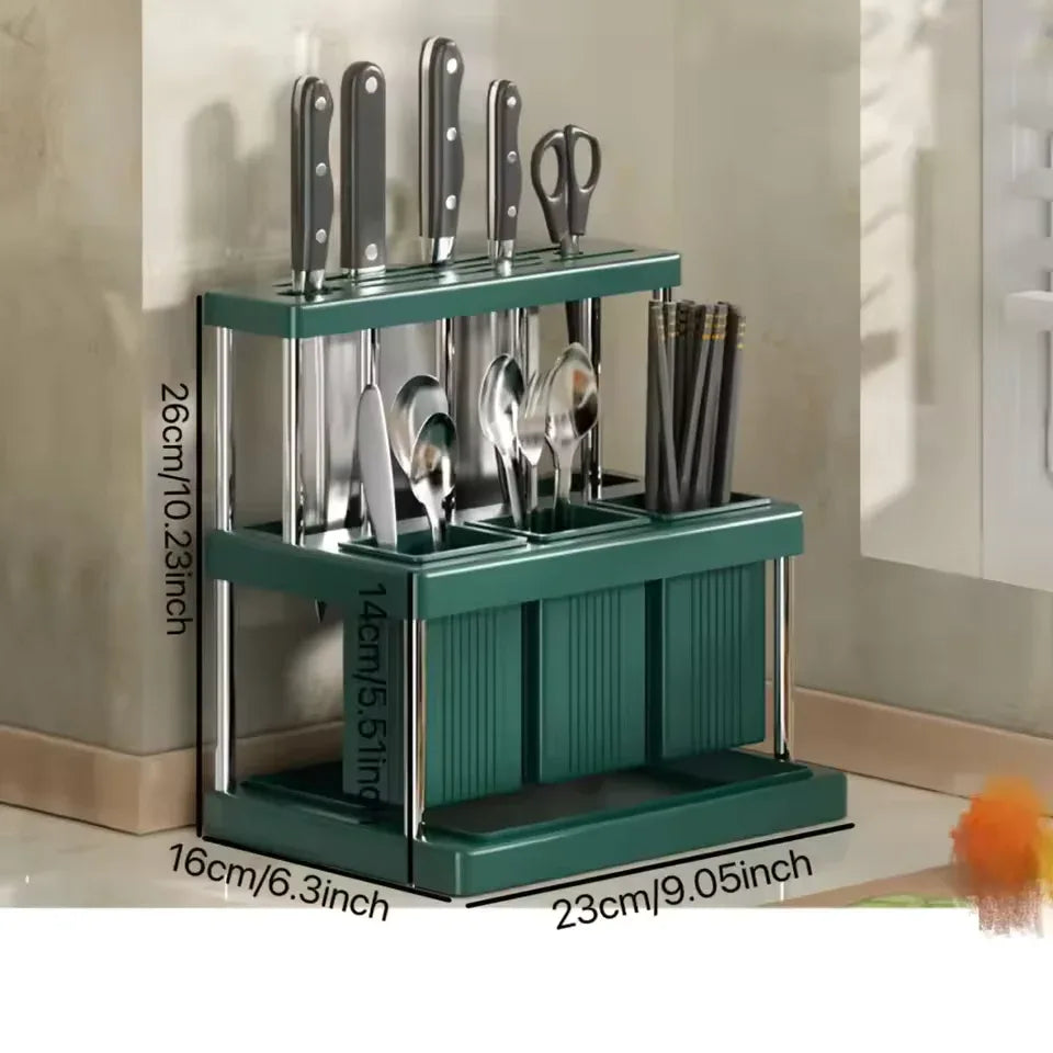 Kitchen Cutlery Holder – Stainless Steel Utensil Organizer (Random color)