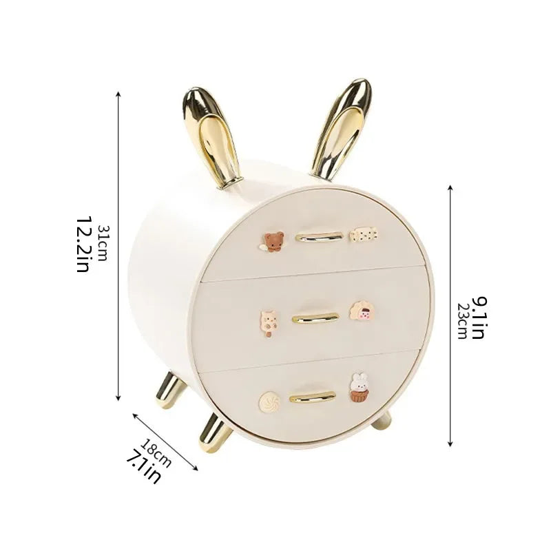 Cartoon Bunny Hairpin Storage Box – Multi-Layer Desk Organizer - Clarify.pk