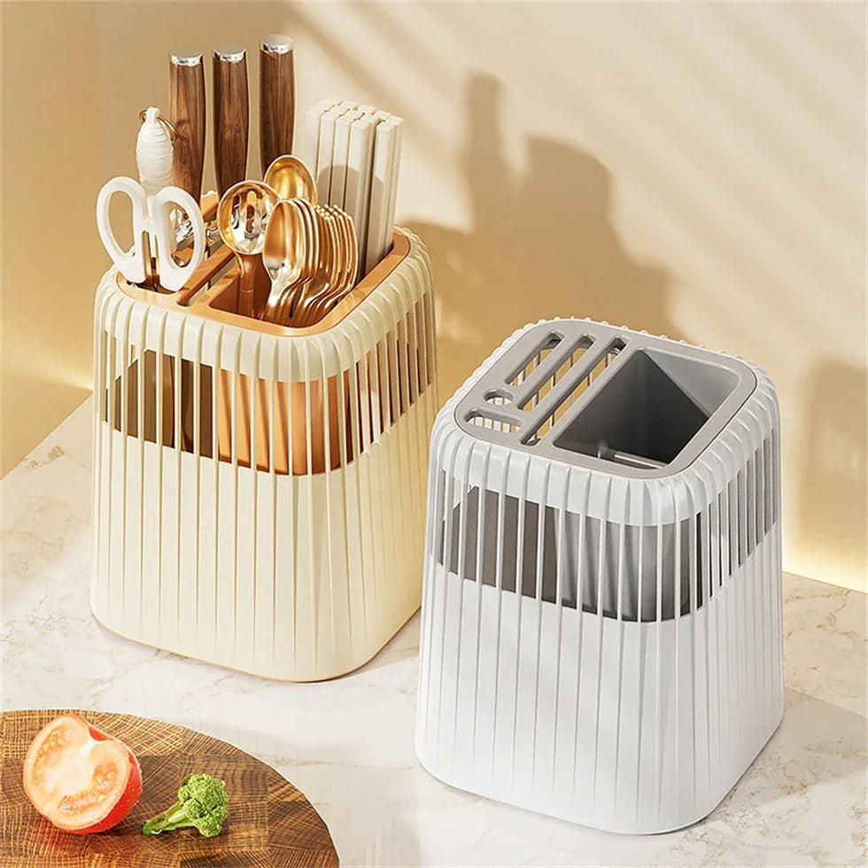 Multifunctional Kitchen Knife Rack – Drainage Cutlery Holder & Utensil Organizer