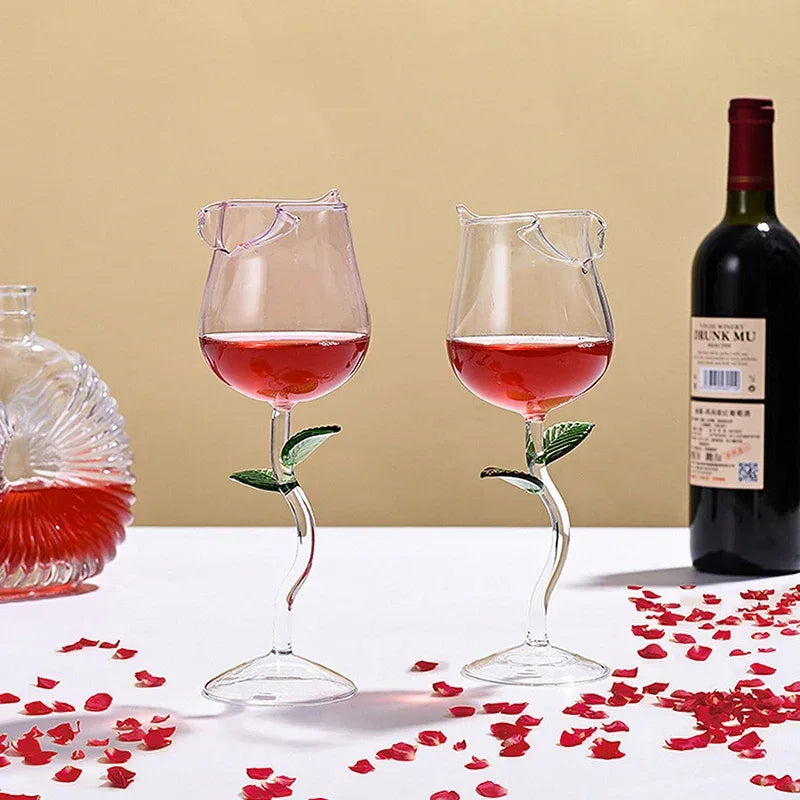 Romantic Rose Flower Juice Glass – Elegant Cocktail & Champagne Cup - Clarify.pk