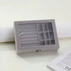 Velvet Jewelry Storage Organizer - Luxury Glass Lid Ring & Necklace Box (Random color)