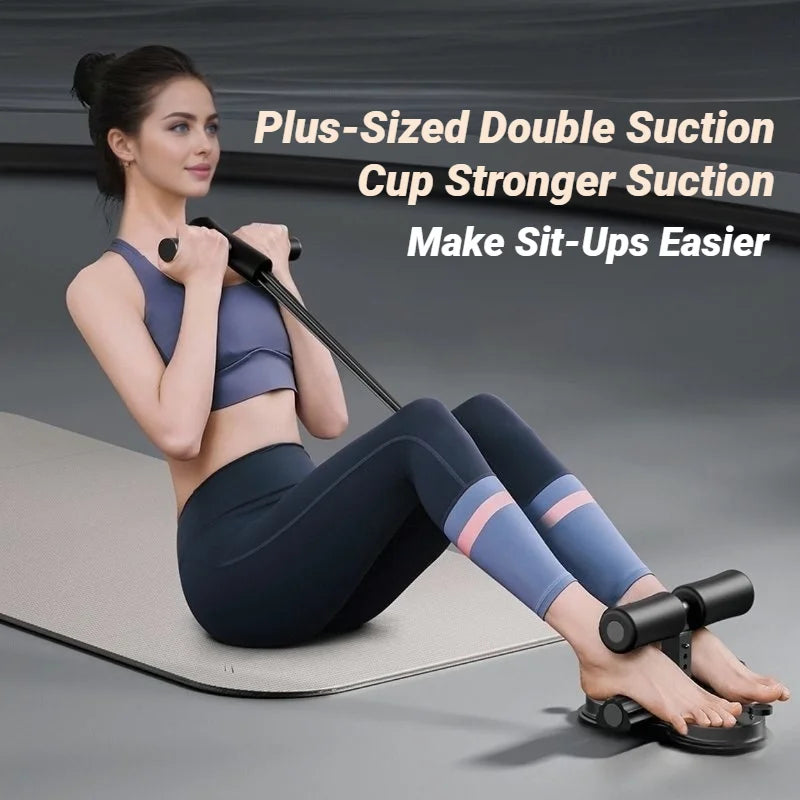 Abdominal Muscle Exerciser With Resistance Band Sit-Up Aid Gym Equipment For Home Exercise Adjustable Suction Cups Sit Up