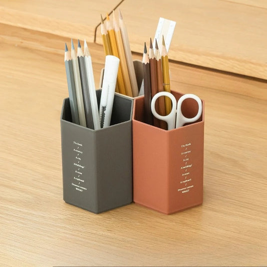 Desk Organizers Hexagonal Pen Holder School Office Pencil Stationery Storage Box Cosmetic Brush Organization Box Accessories