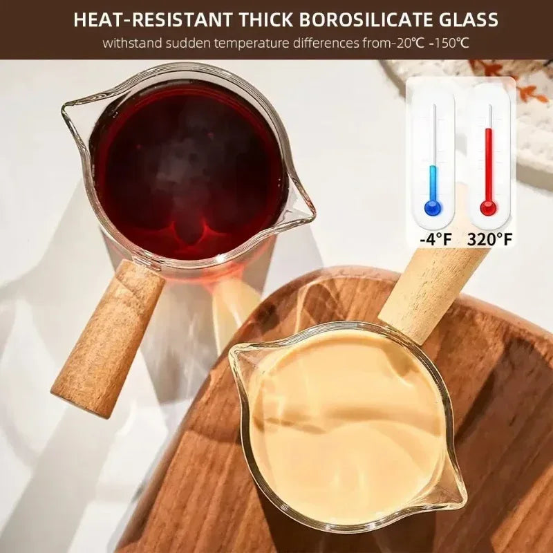 Glass Measuring Cup with Wood Handle – Espresso Measuring Cup - Clarify.pk