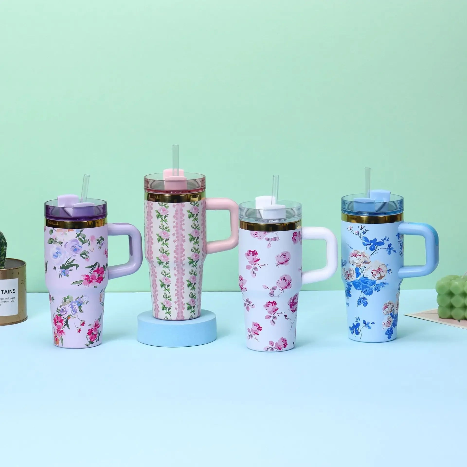 Stanley-Style Mini 40oz Floral Tumbler – Durable & Stylish - Clarify.pk