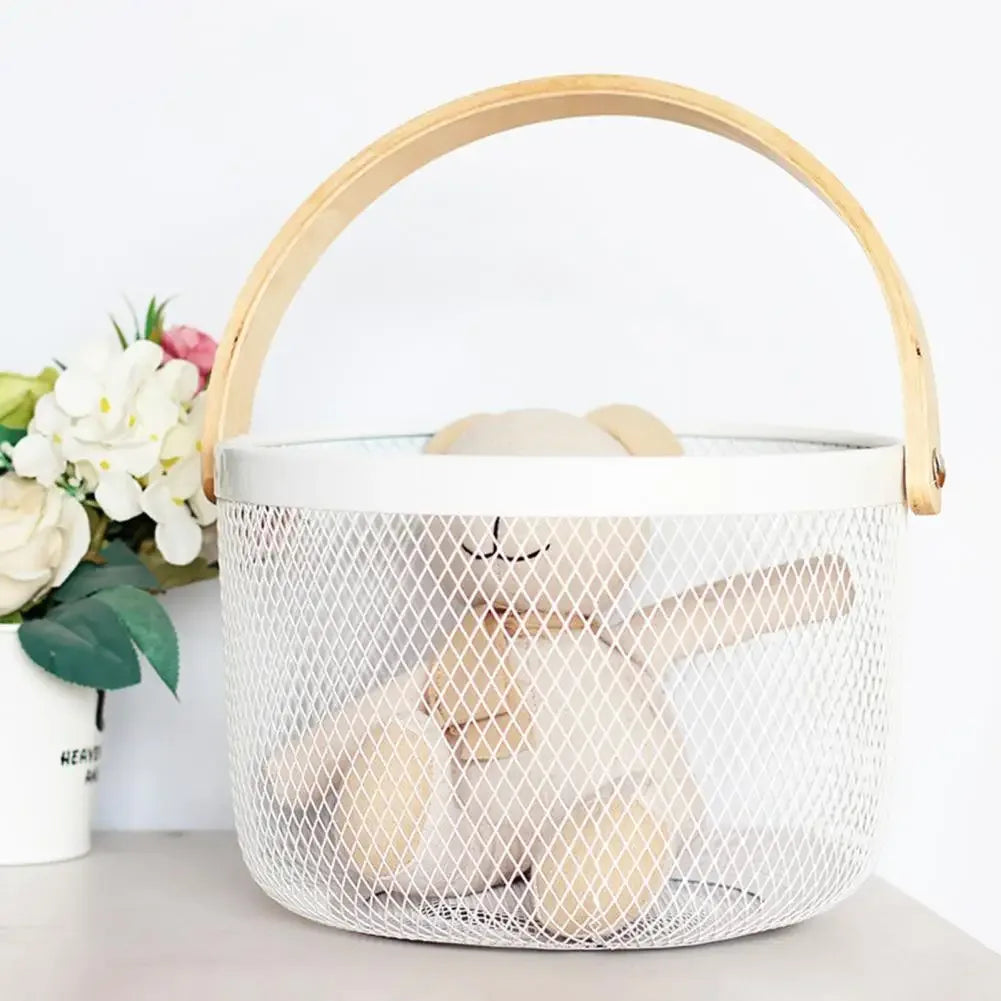 Wire Mesh Fruit & Vegetable Basket – Round Portable - Clarify.pk