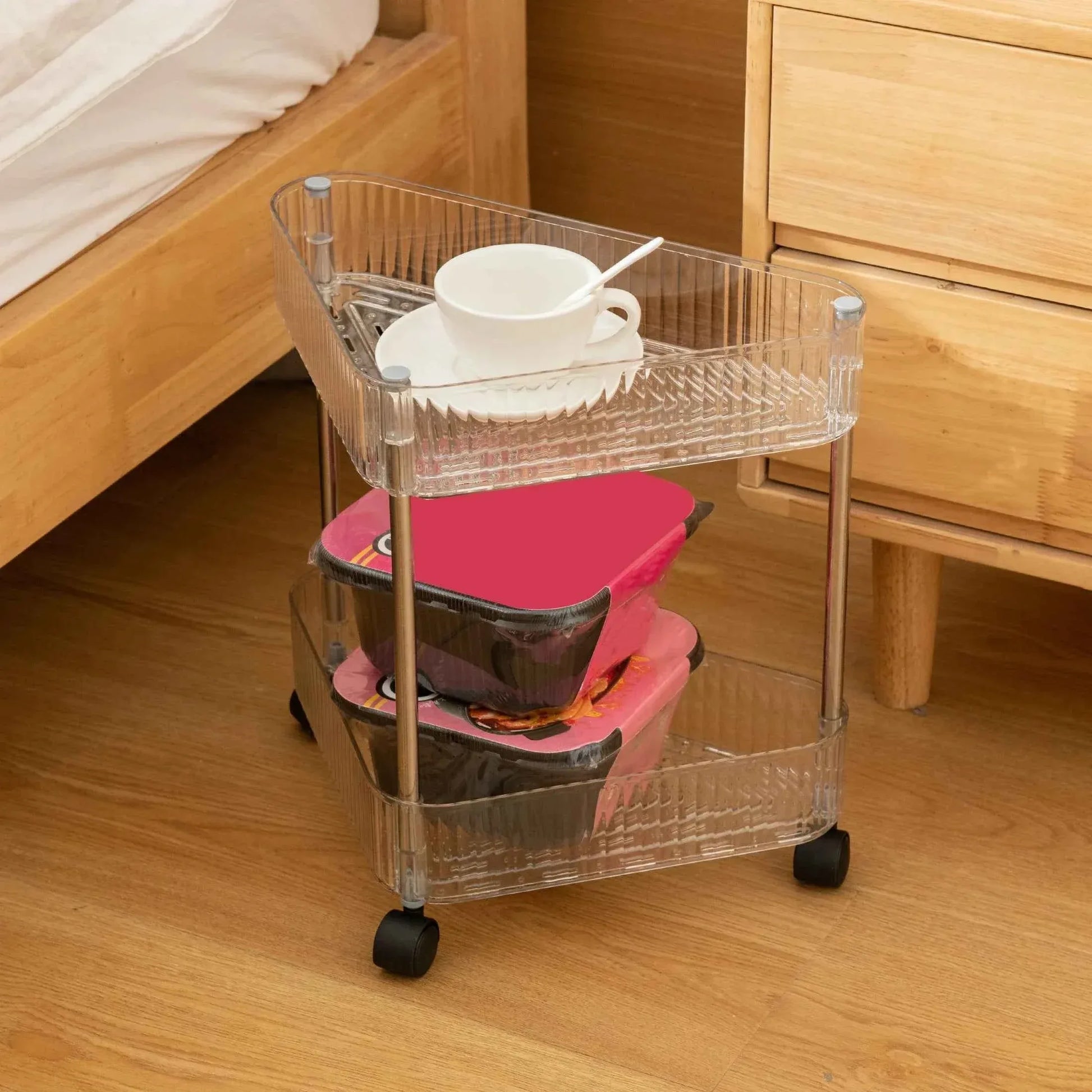 Acrylic Triangle Corner Trolley for Space-Saving Storage Solutions - Clarify.pk
