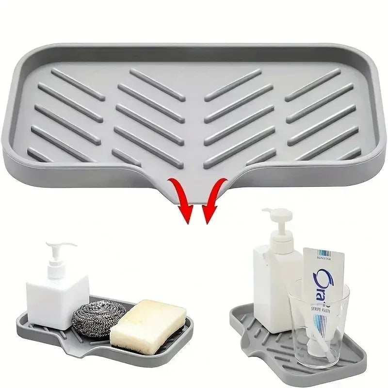 Silicone Sink Tray – Self-Draining Kitchen Sponge & Soap Holder - Clarify.pk