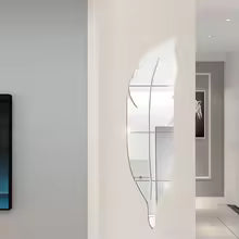 Modern Silver 3D Leaf Acrylic Mirror Wall Decor Stickers
