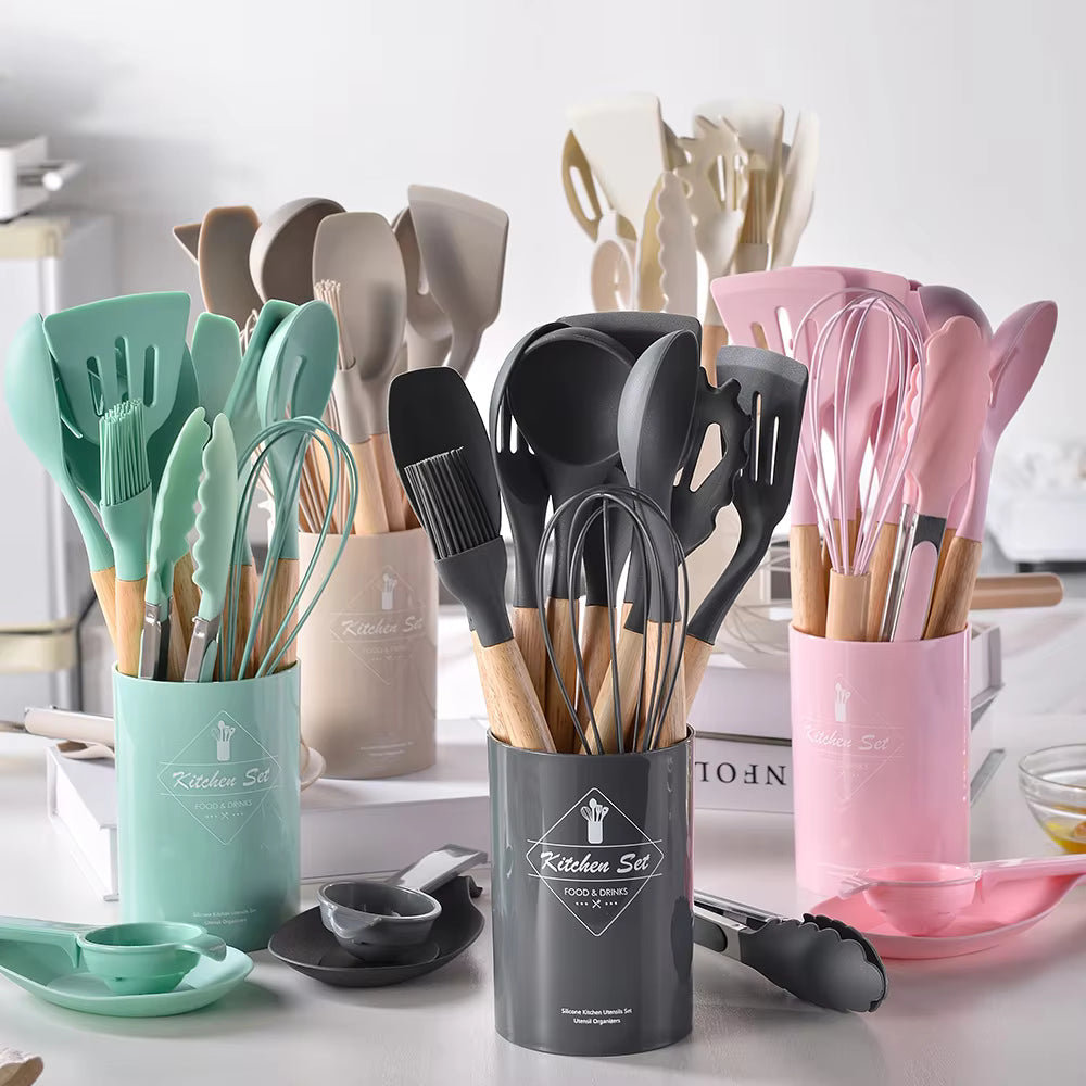12-Piece Silicone Utensil Set – Non-Stick Professional Cooking Tools