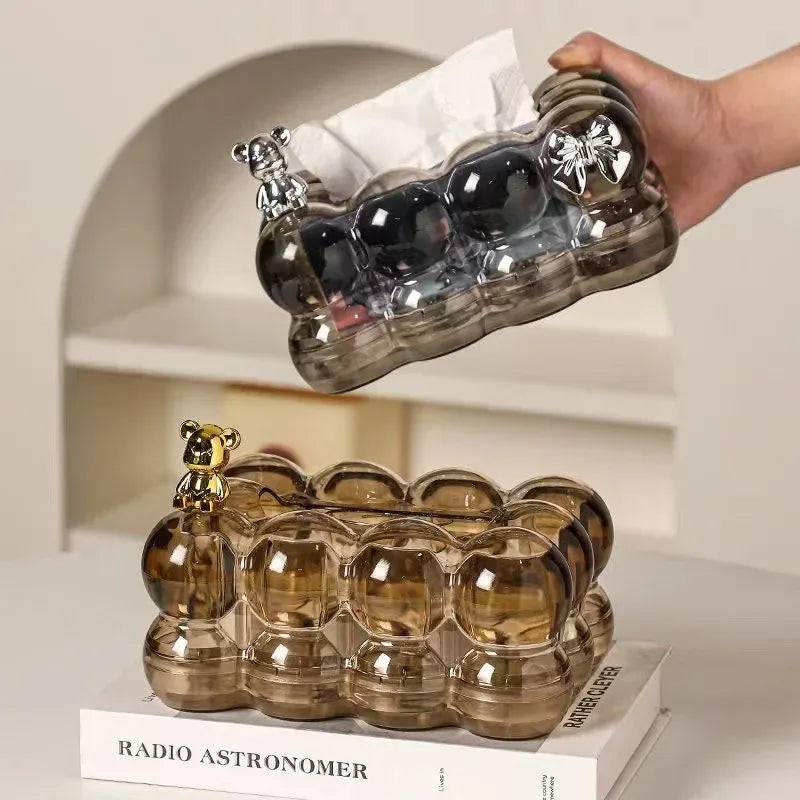 Acrylic Bubble Tissue Box – With out Bow & (Random Colour ) - Clarify.pk