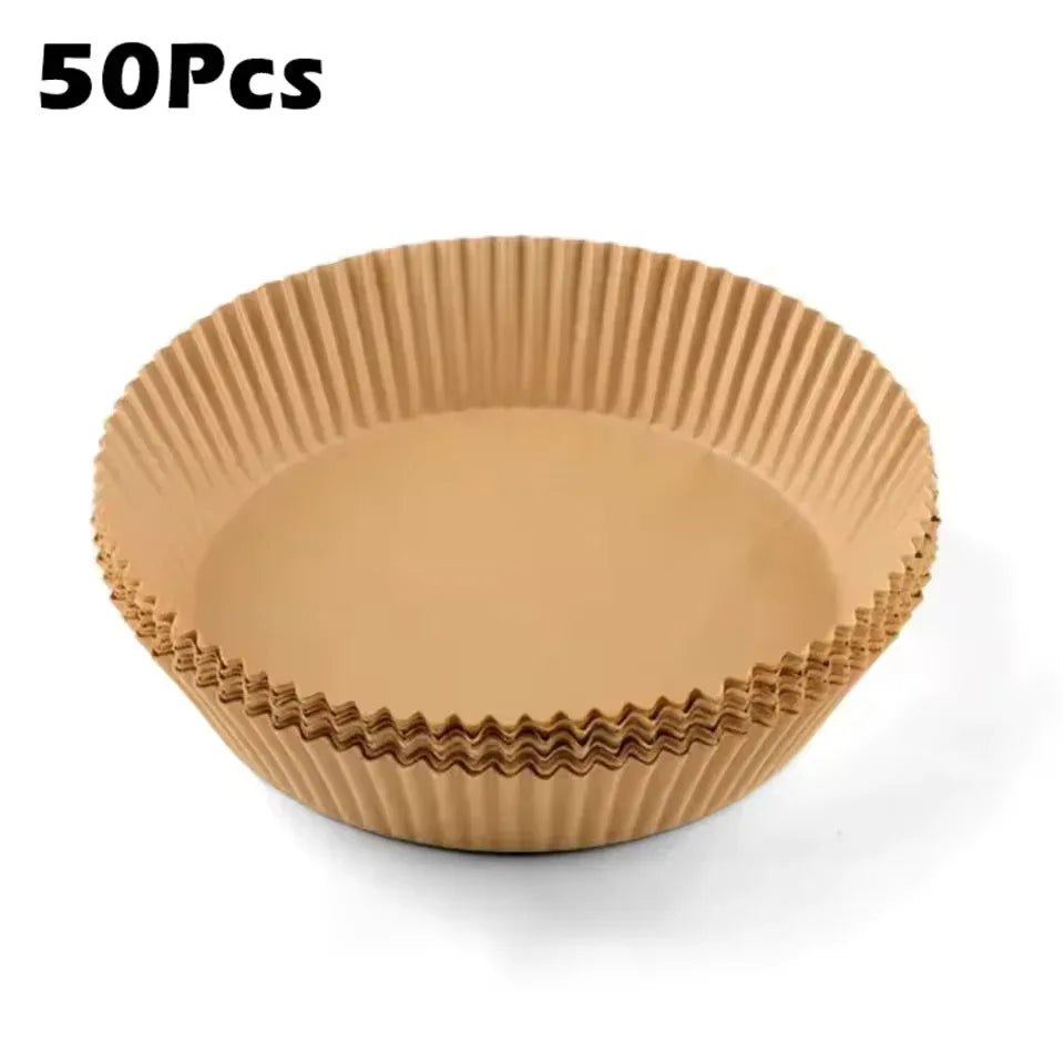 50 Pcs Air Fryer Baking Paper – Round Non-Stick Oil-Proof Liner