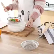 Stainless Steel Fine Mesh Strainer – Heavy-Duty Juice & Pakora Skimmer with Heat-Resistant Wood Handle