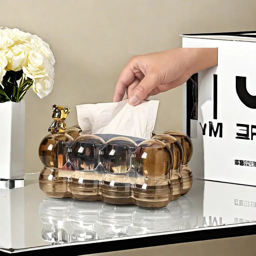 Acrylic Bubble Tissue Box – With out Bow & (Random Colour )