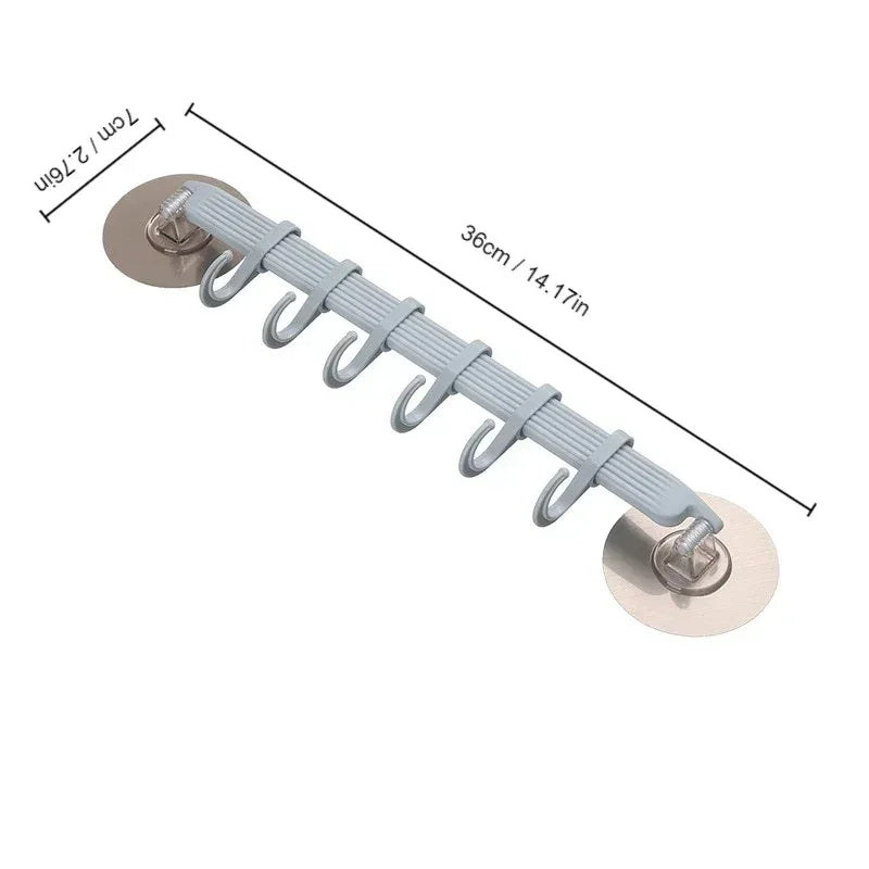 Suction Cup Hook – 6-Row Wall Hanger for Kitchen & Bathroom