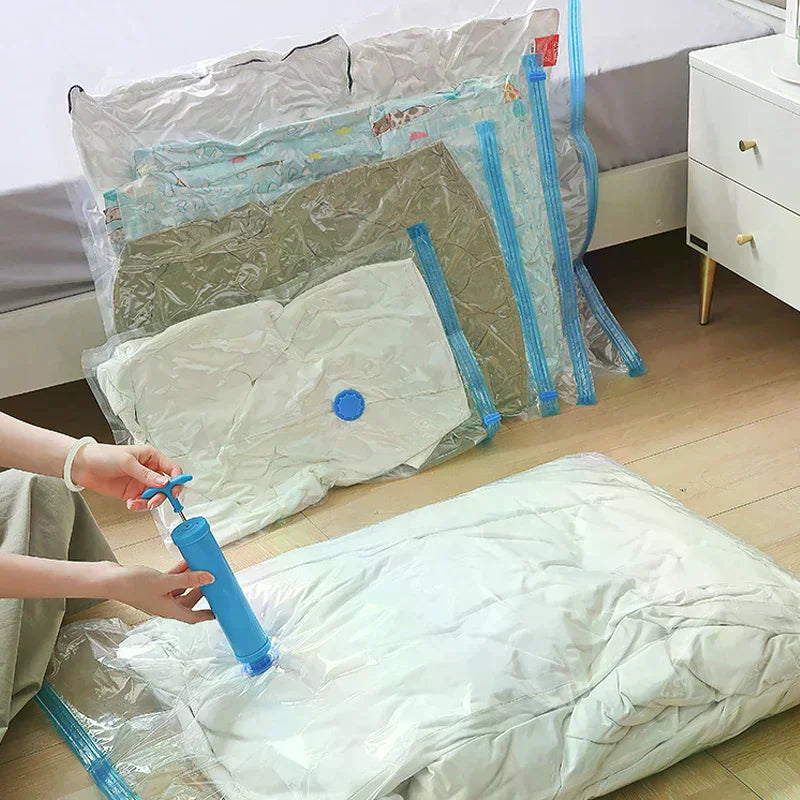 5pcs Vacuum Storage Bag Set with Hand Pump - Space Saving Compression Bags