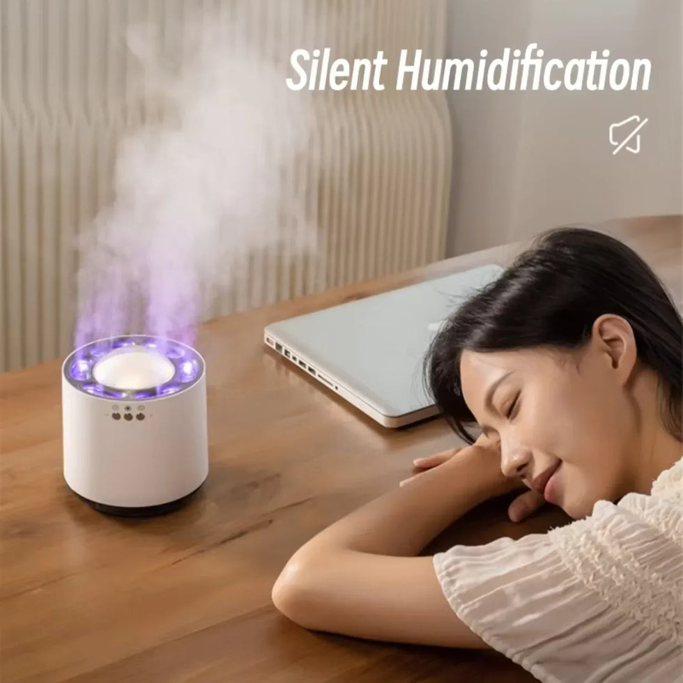 Round LED Humidifier with Music Sync & Aroma Mist - Clarify.pk