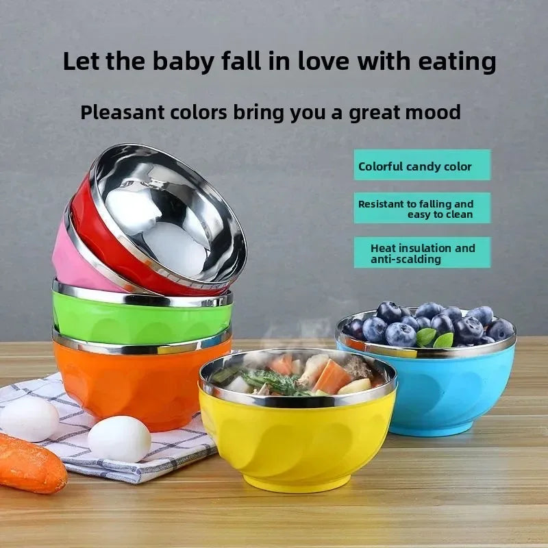 Colorful Stainless Steel Bowl – Heat-Resistant & Anti-Fall (each) - Clarify.pk