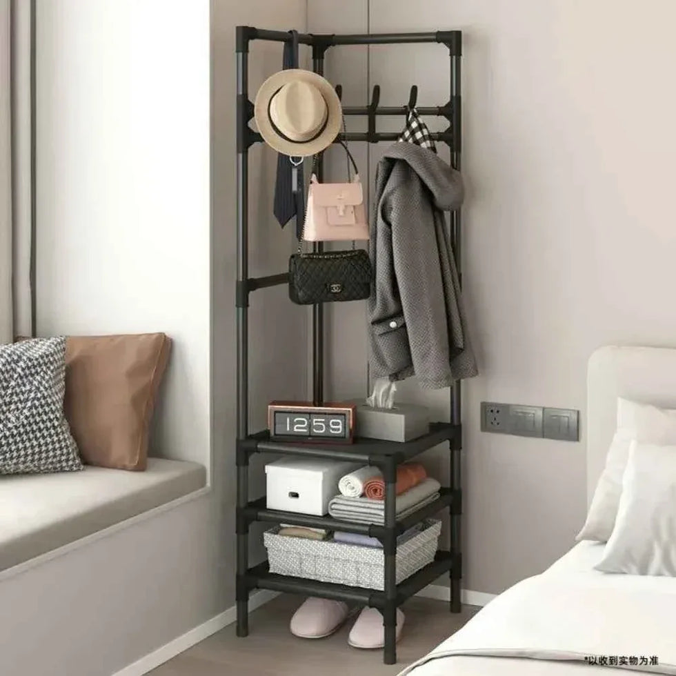 Bedroom Corner Clothes Rack - Multi-Layer Stand Hanger for Clothes and Coats Storage